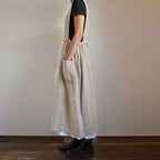 Women Cotton Linen Apron High Waist Long Circumference Home Wear Loose Maxi Dress FLOWTREE