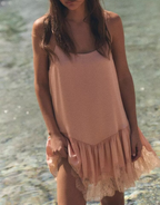 Women Clothing Summer Gentle Lace Satin Suspender Dresses TRAF