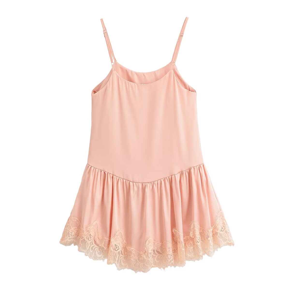 Women Clothing Summer Gentle Lace Satin Suspender Dresses TRAF