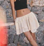 Women Clothing Summer Lace Laminated Decoration Mini Skirt TRAF