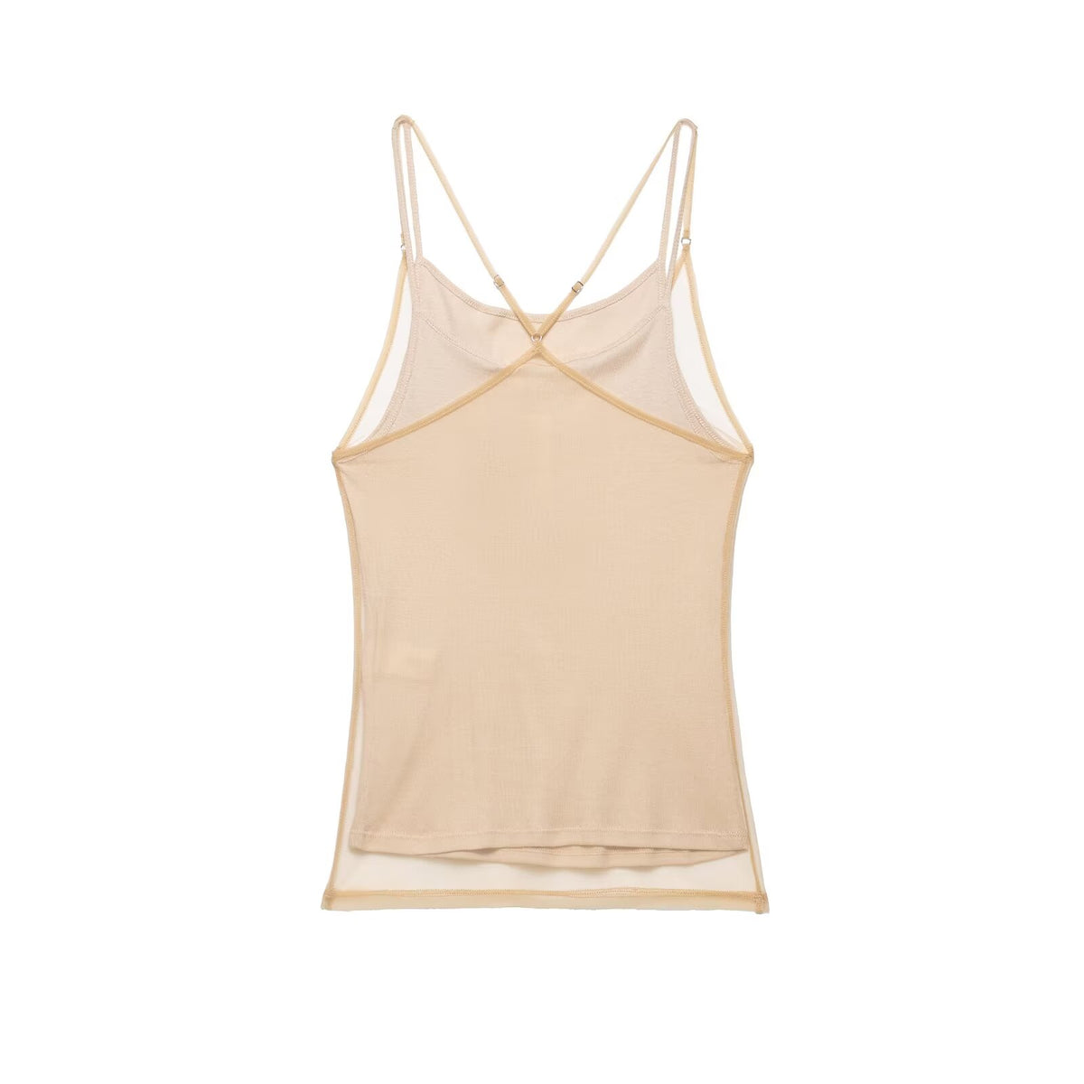 Women Clothing Summer round Neck Double Layer Silk Net Effect Sling Women Top flightCourse