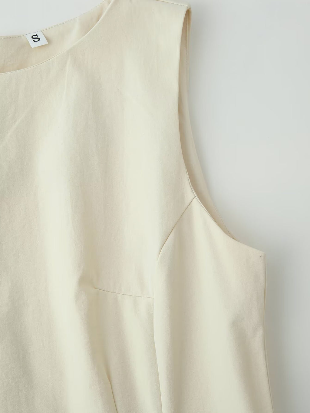 Women Summer Slimming Large Hem Mid Length Round Neck Sleeveless Dress CHEN