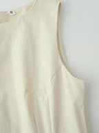 Women Summer Slimming Large Hem Mid Length Round Neck Sleeveless Dress CHEN