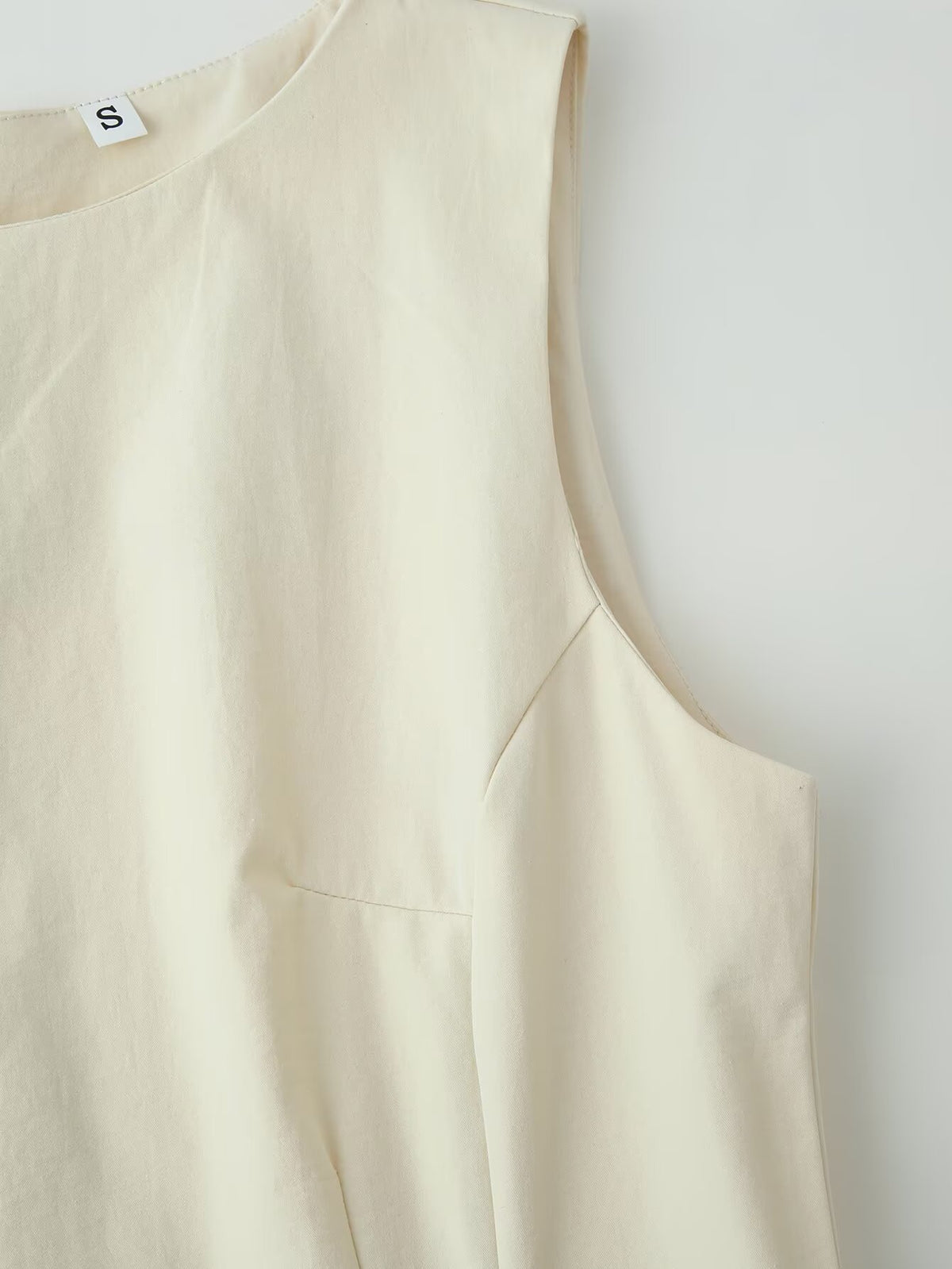 Women Summer Slimming Large Hem Mid Length Round Neck Sleeveless Dress CHEN
