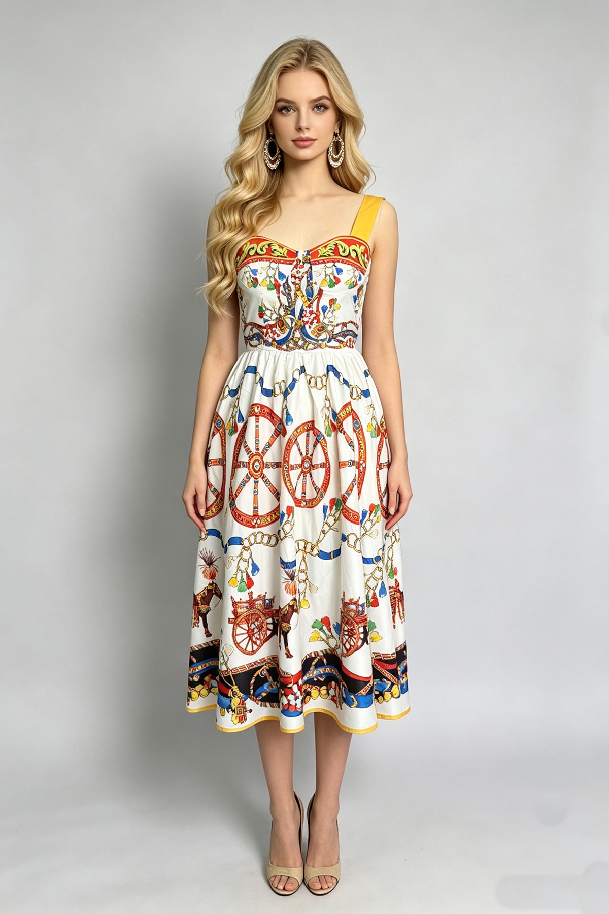 Women Summer Printed Sleeveless A Line Dress ESUNG