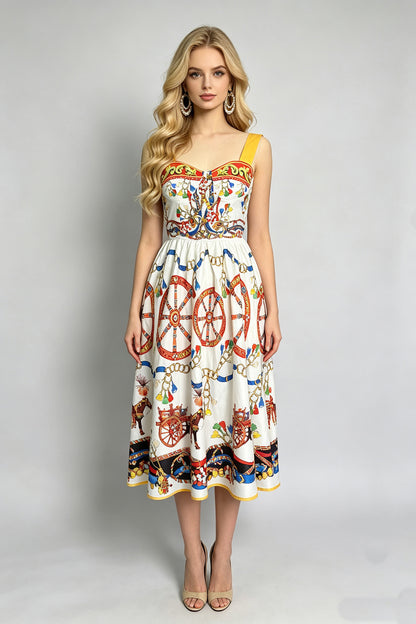 Women Summer Printed Sleeveless A Line Dress ESUNG