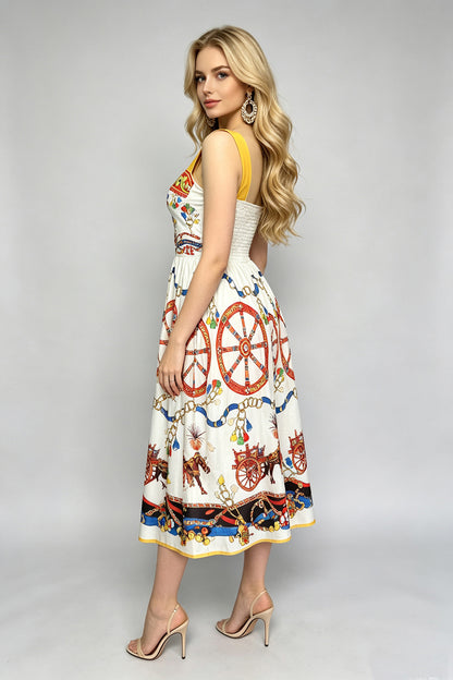 Women Summer Printed Sleeveless A Line Dress ESUNG