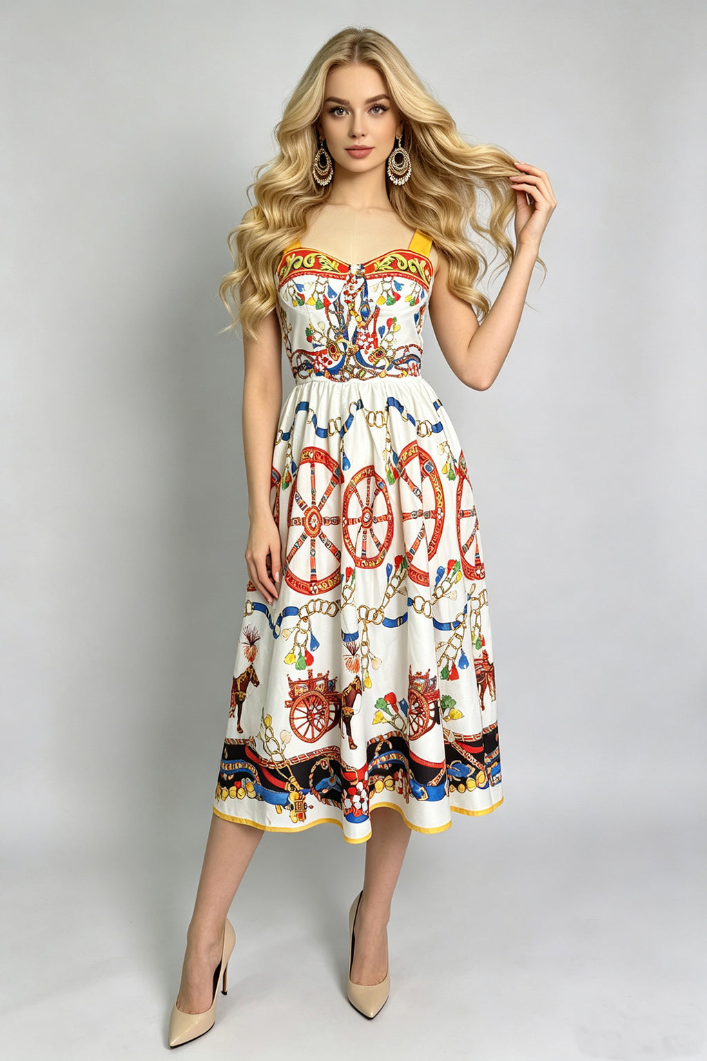 Women Summer Printed Sleeveless A Line Dress ESUNG