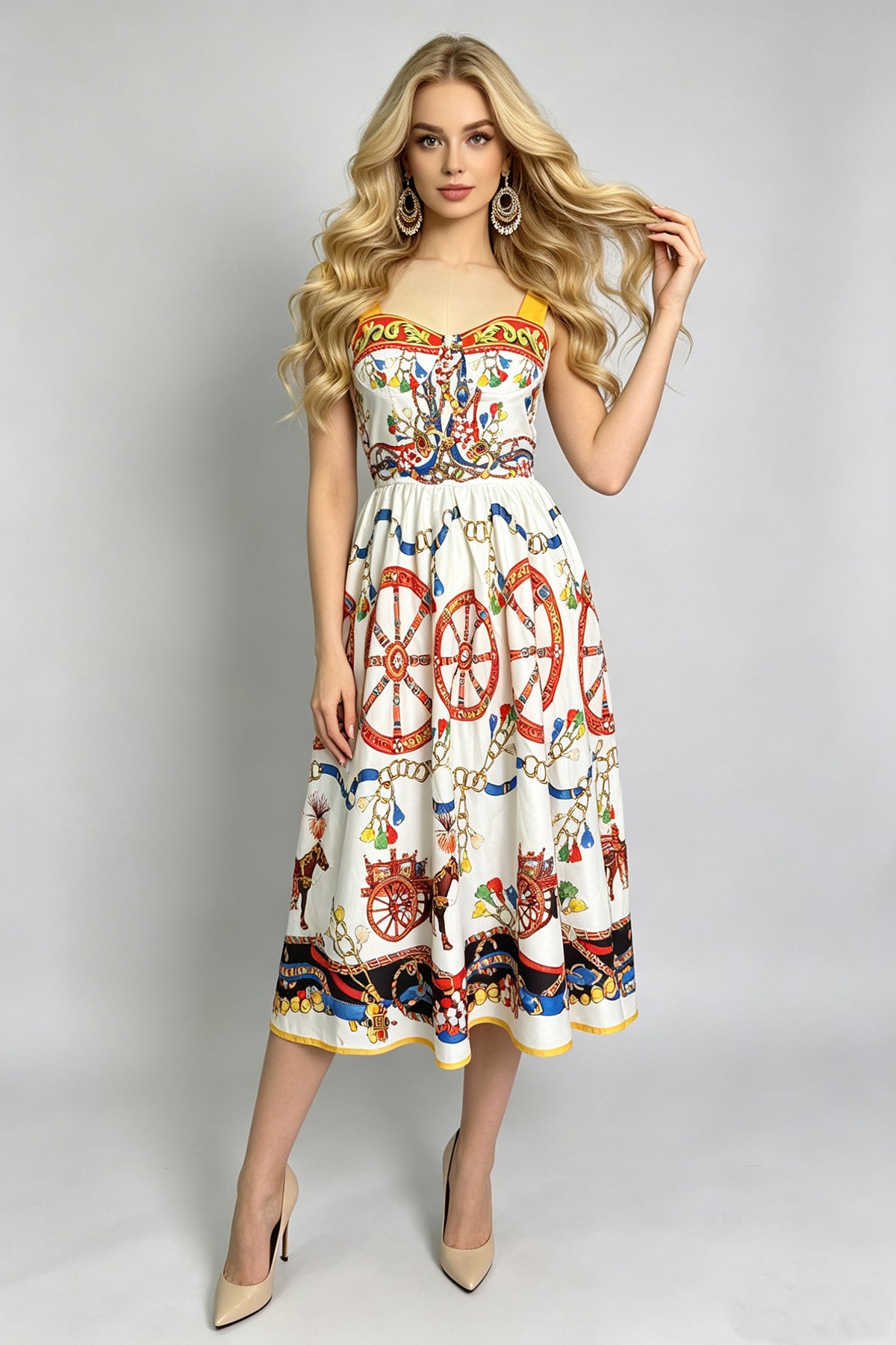 Women Summer Printed Sleeveless A Line Dress ESUNG