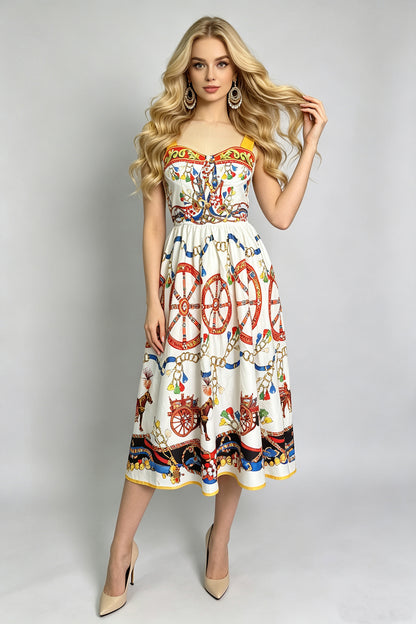 Women Summer Printed Sleeveless A Line Dress ESUNG