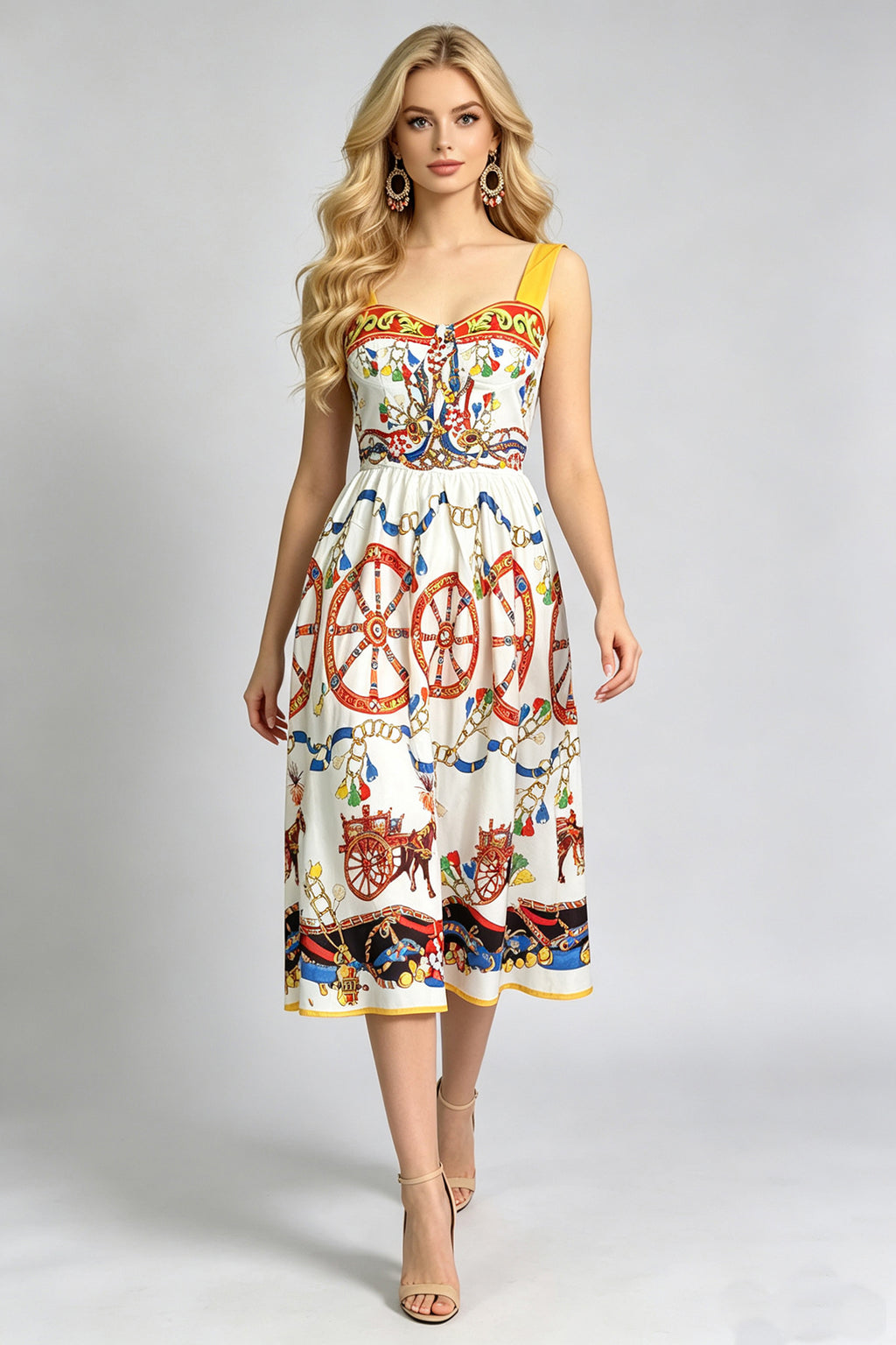 Women Summer Printed Sleeveless A Line Dress ESUNG