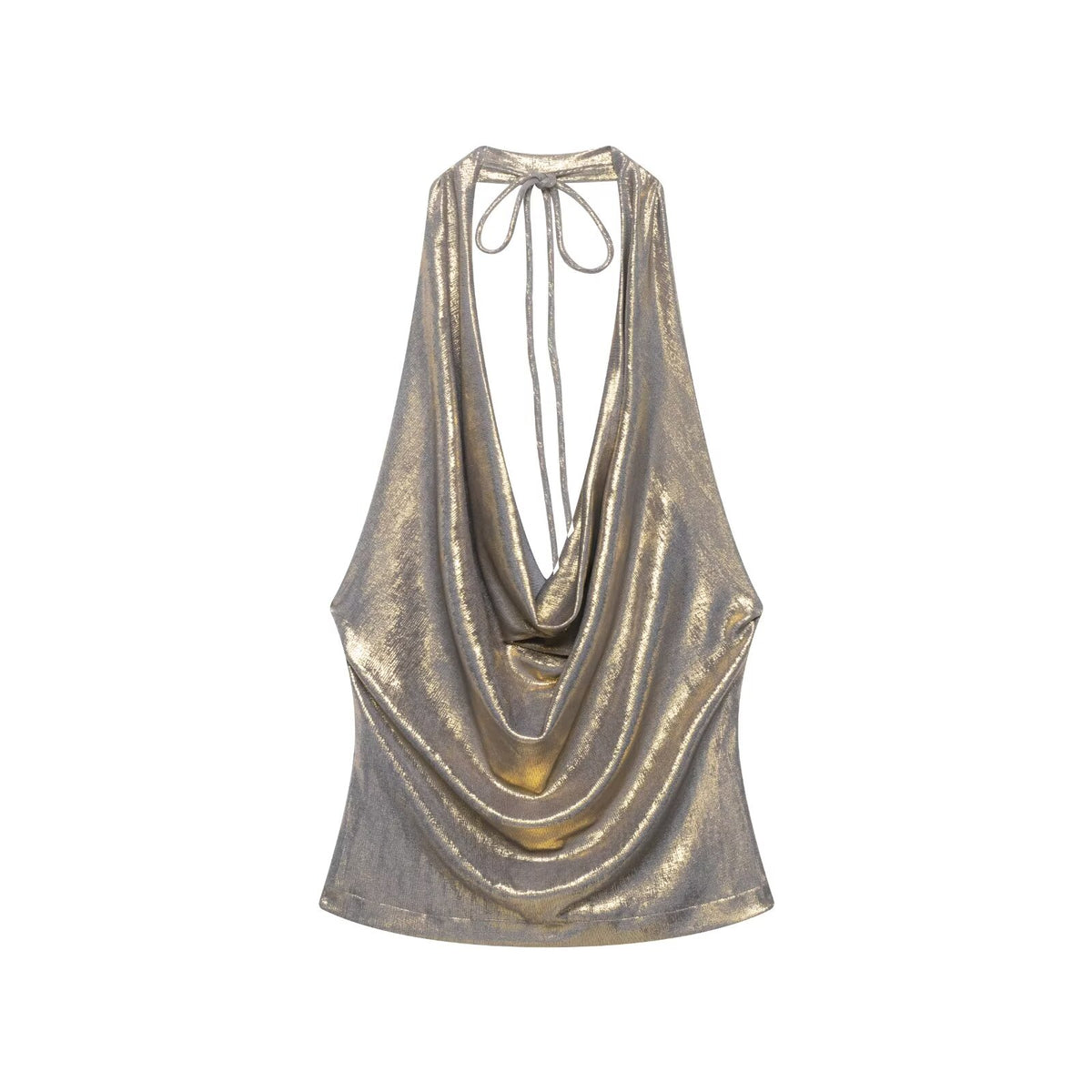 Women Clothing Draped Hanging Collar Vest Camisole Bright Top flightCourse