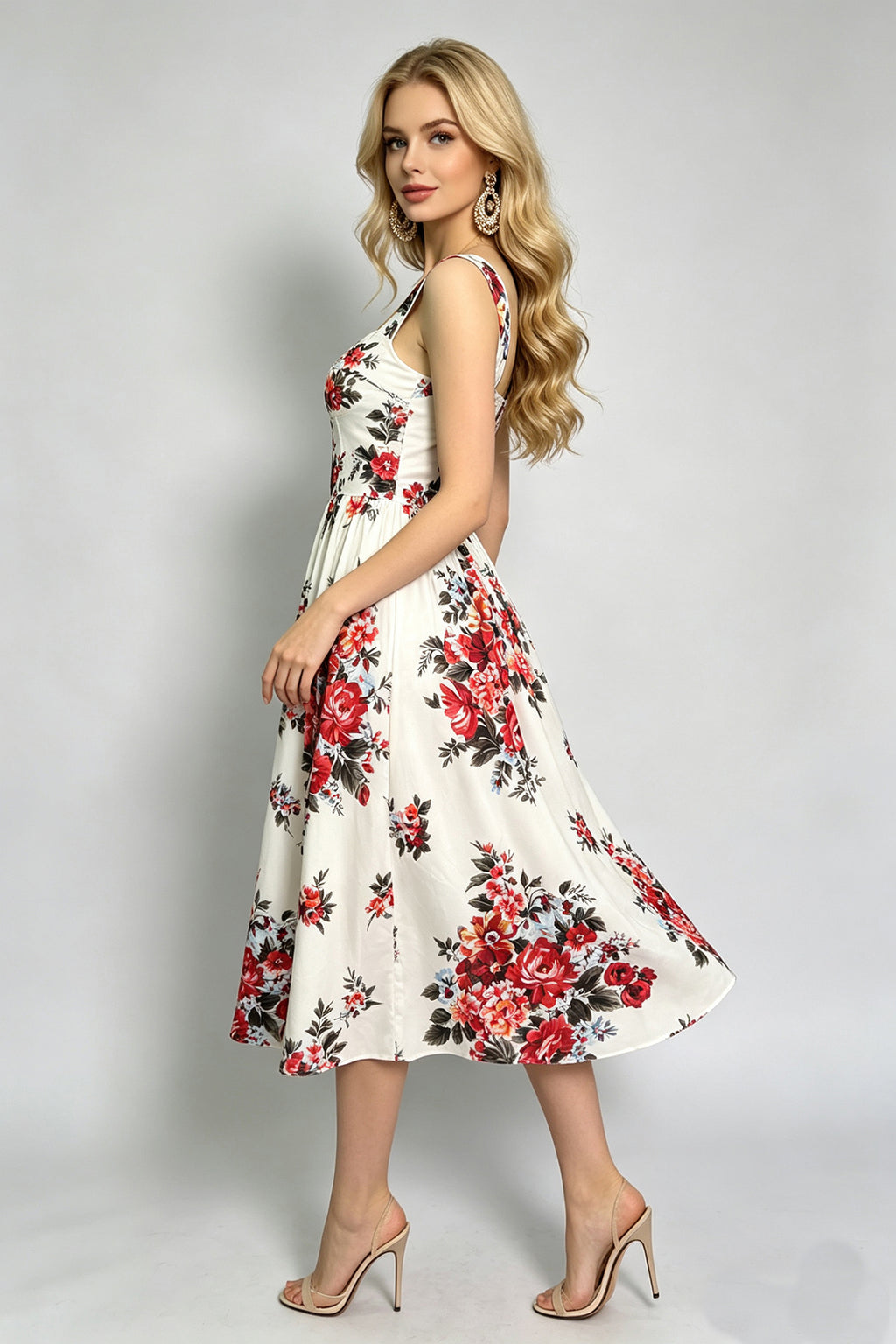 Women Summer Sleeveless Printed A Line Dress ESUNG