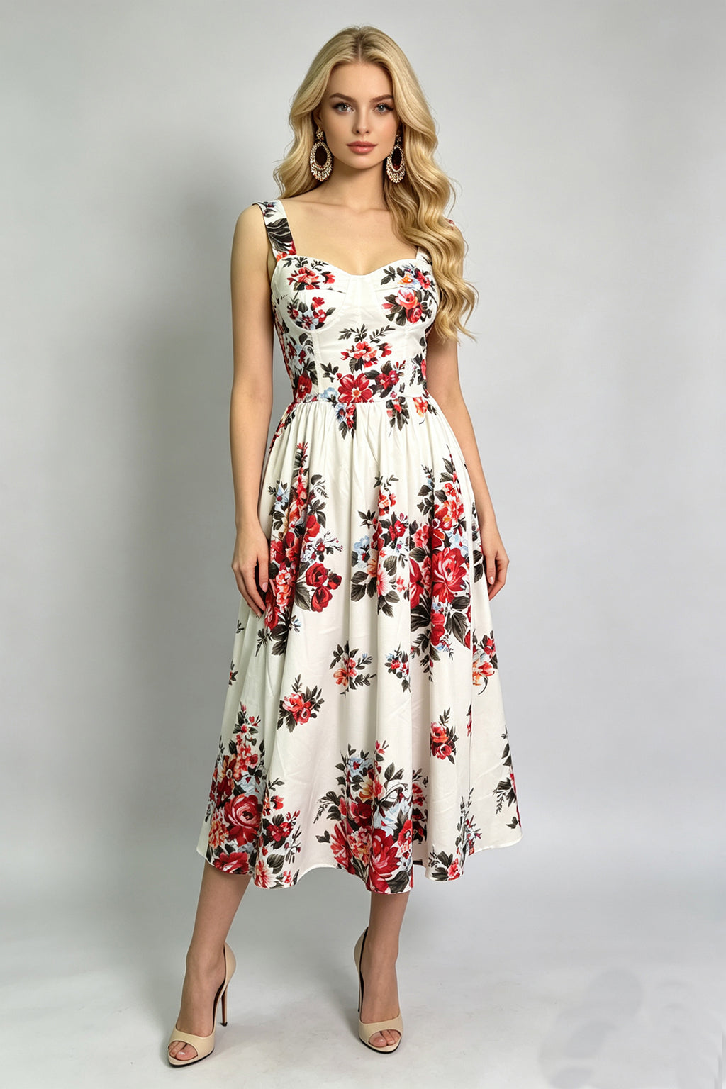 Women Summer Sleeveless Printed A Line Dress ESUNG