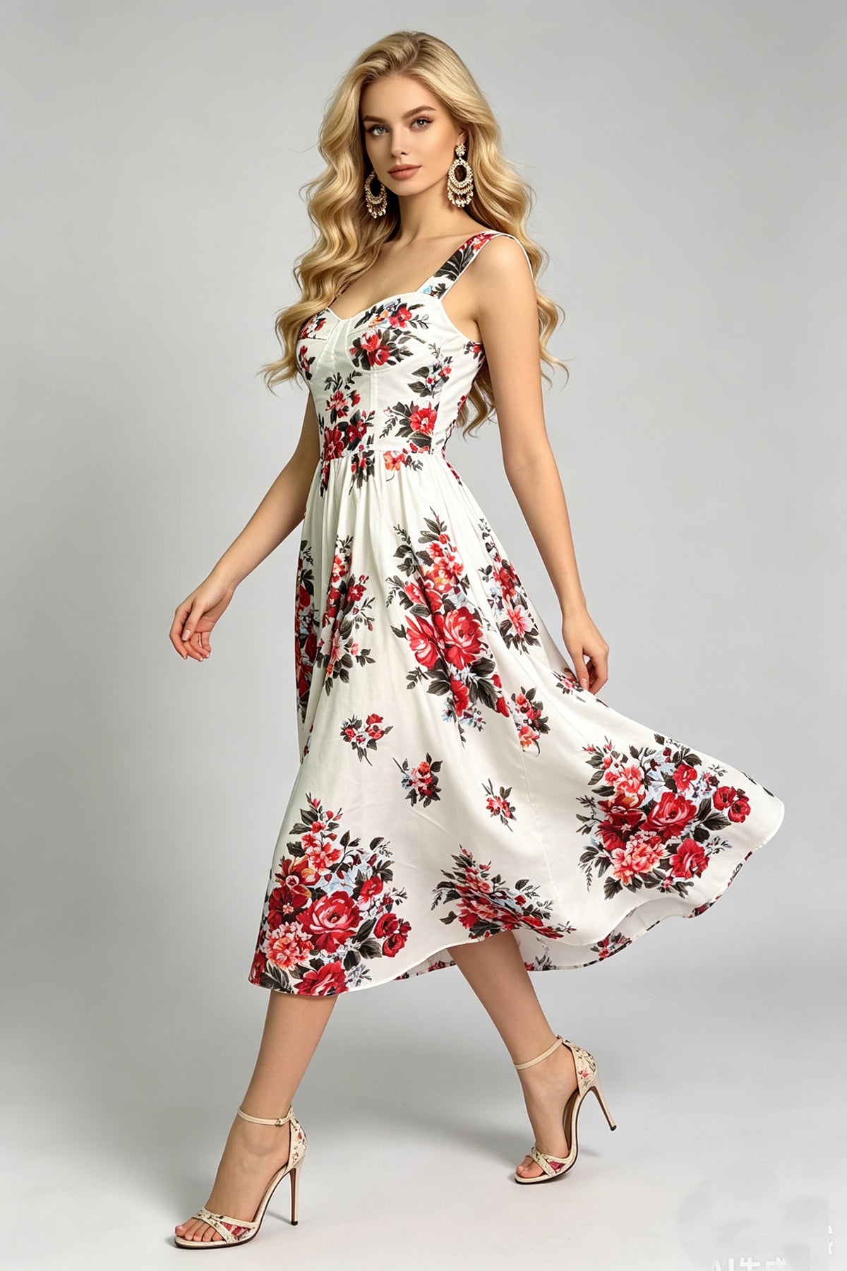 Women Summer Sleeveless Printed A Line Dress ESUNG