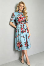 Women Summer Printed ShirtA Line Dress ESUNG