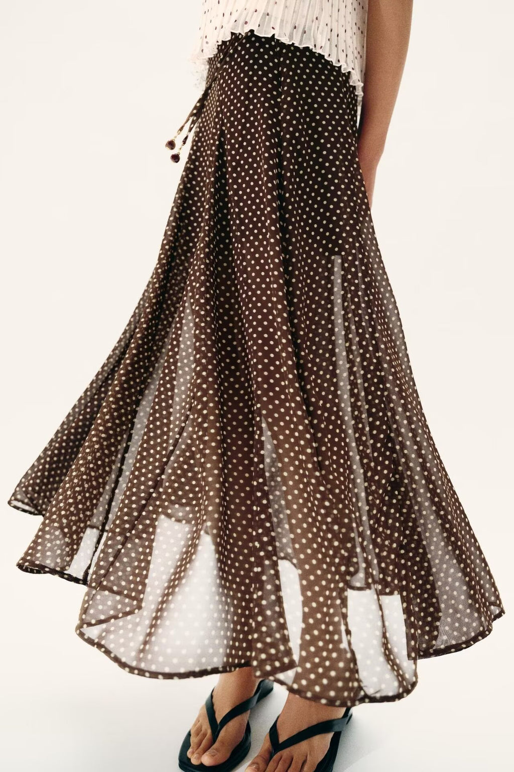 Women Clothing Spring Fashionable Elegant Polka Dot Midi Skirt flightCourse