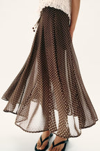 Women Clothing Spring Fashionable Elegant Polka Dot Midi Skirt flightCourse