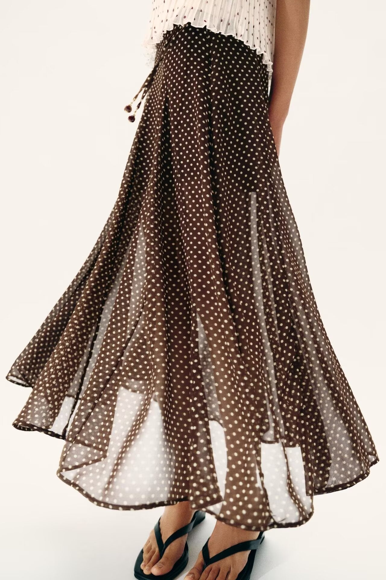 Women Clothing Spring Fashionable Elegant Polka Dot Midi Skirt flightCourse