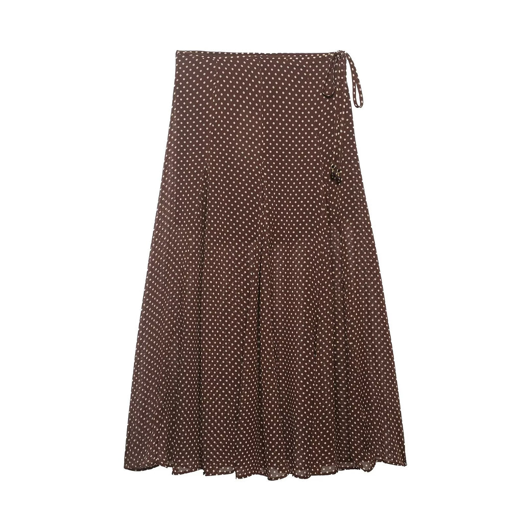Women Clothing Spring Fashionable Elegant Polka Dot Midi Skirt flightCourse