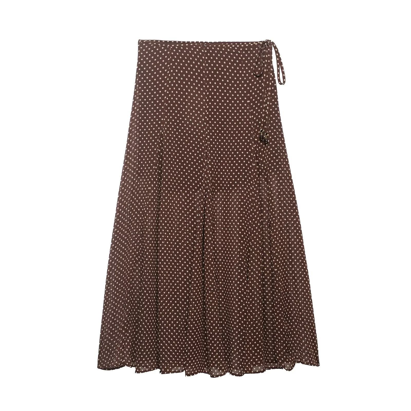 Women Clothing Spring Fashionable Elegant Polka Dot Midi Skirt flightCourse