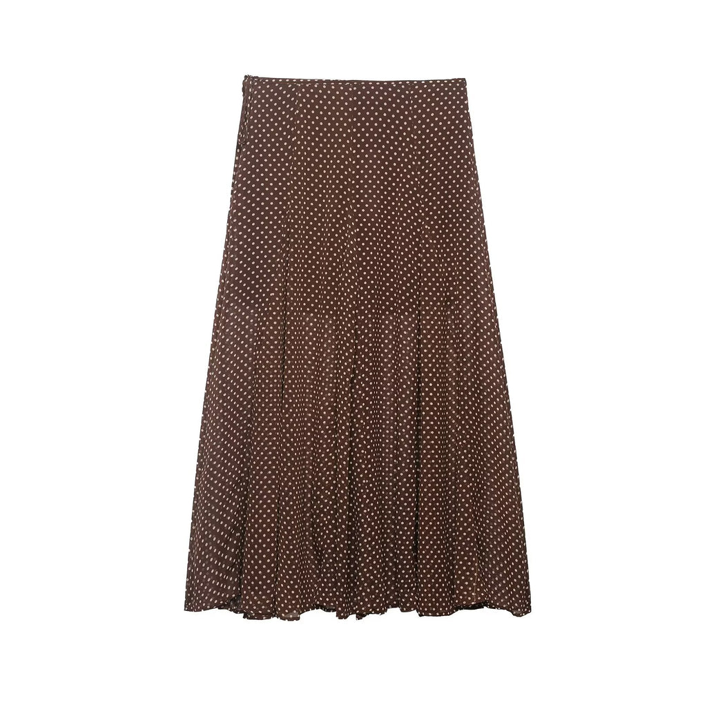Women Clothing Spring Fashionable Elegant Polka Dot Midi Skirt flightCourse