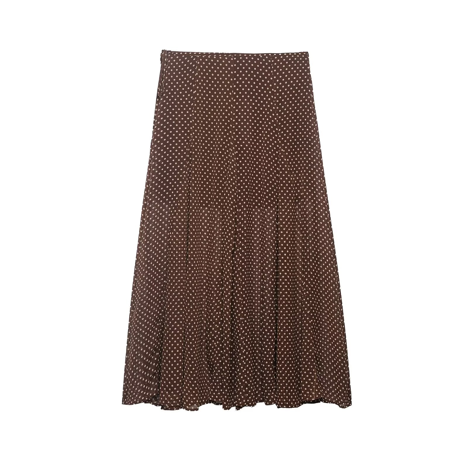 Women Clothing Spring Fashionable Elegant Polka Dot Midi Skirt flightCourse