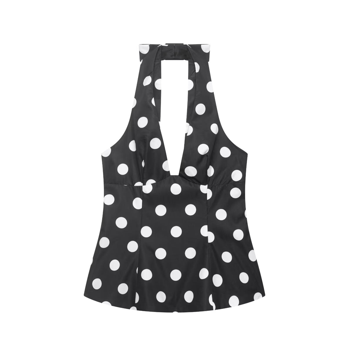 Women Clothing Summer Sexy Bowknot Decoration Polka Dot Hanging Collar Sleeveless Top flightCourse