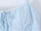 Spring Korean White Embroidered Strap Dress Women Spring A line Dress Aiostar