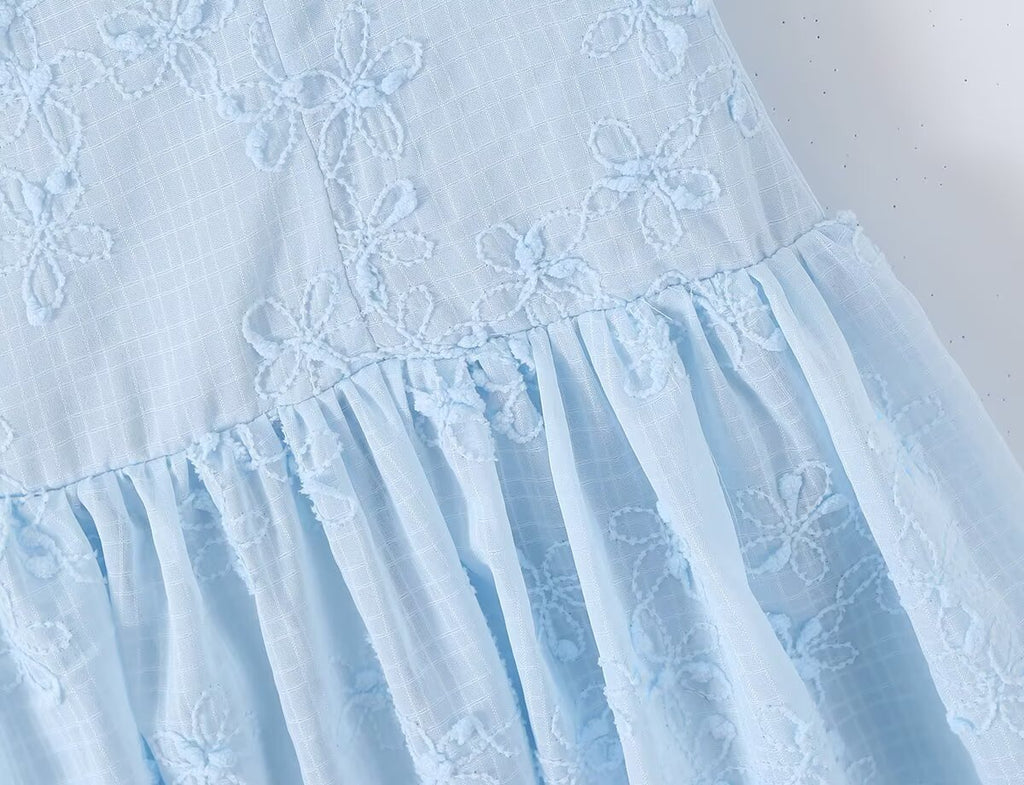 Spring Korean White Embroidered Strap Dress Women Spring A line Dress Aiostar