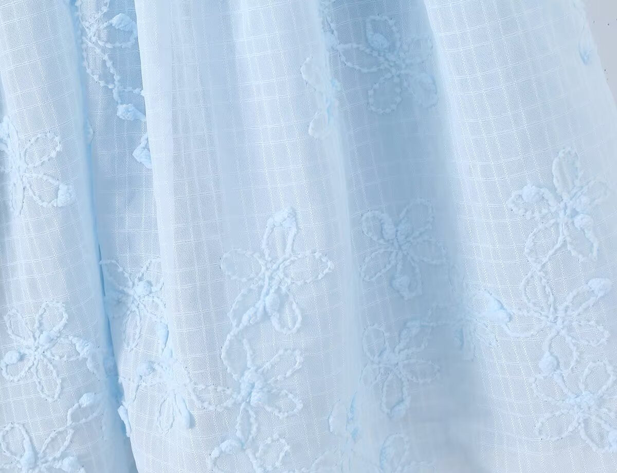 Spring Korean White Embroidered Strap Dress Women Spring A line Dress Aiostar