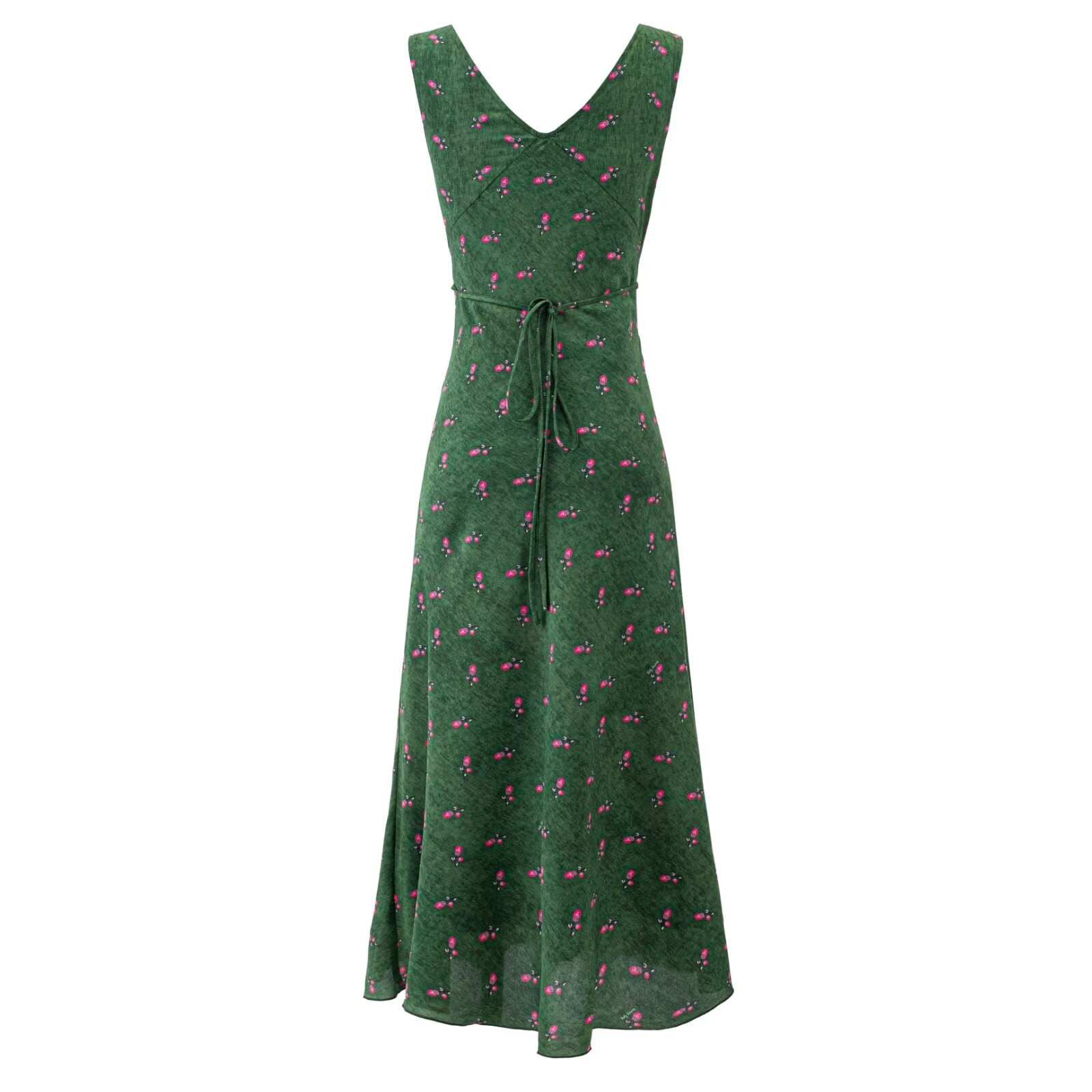 Summer Romantic Fresh Seaside Vacation Floral Dress Slim Fit Slimming V Neckline Dress PullWind