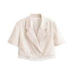 Women Clothing Lace Short Blazer Lace Pleated Casual Shorts TRAF