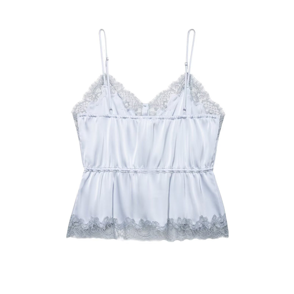 Women Clothing Summer Sexy All Match Multicolor V neck Tight Waist Lace Sling flightCourse