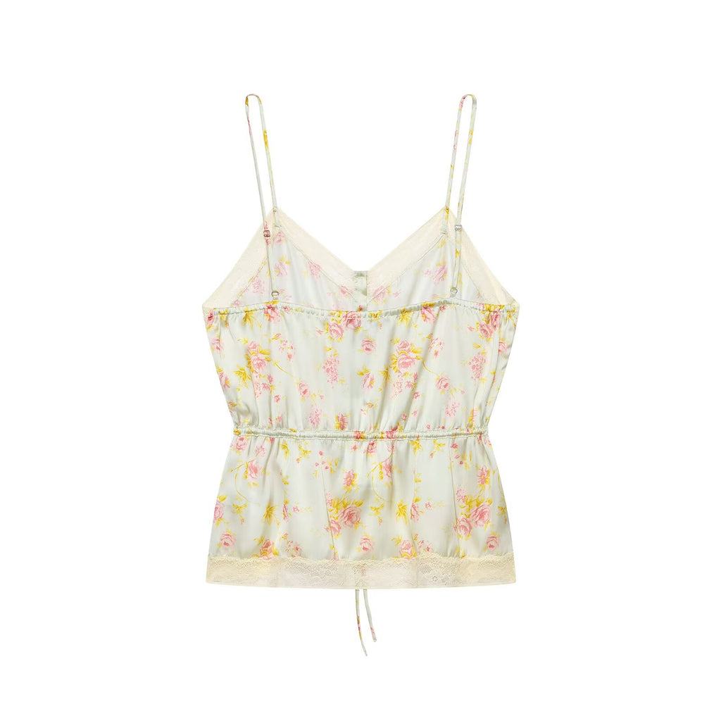 Women Clothing Summer Sexy All Match Multicolor V neck Tight Waist Lace Sling flightCourse