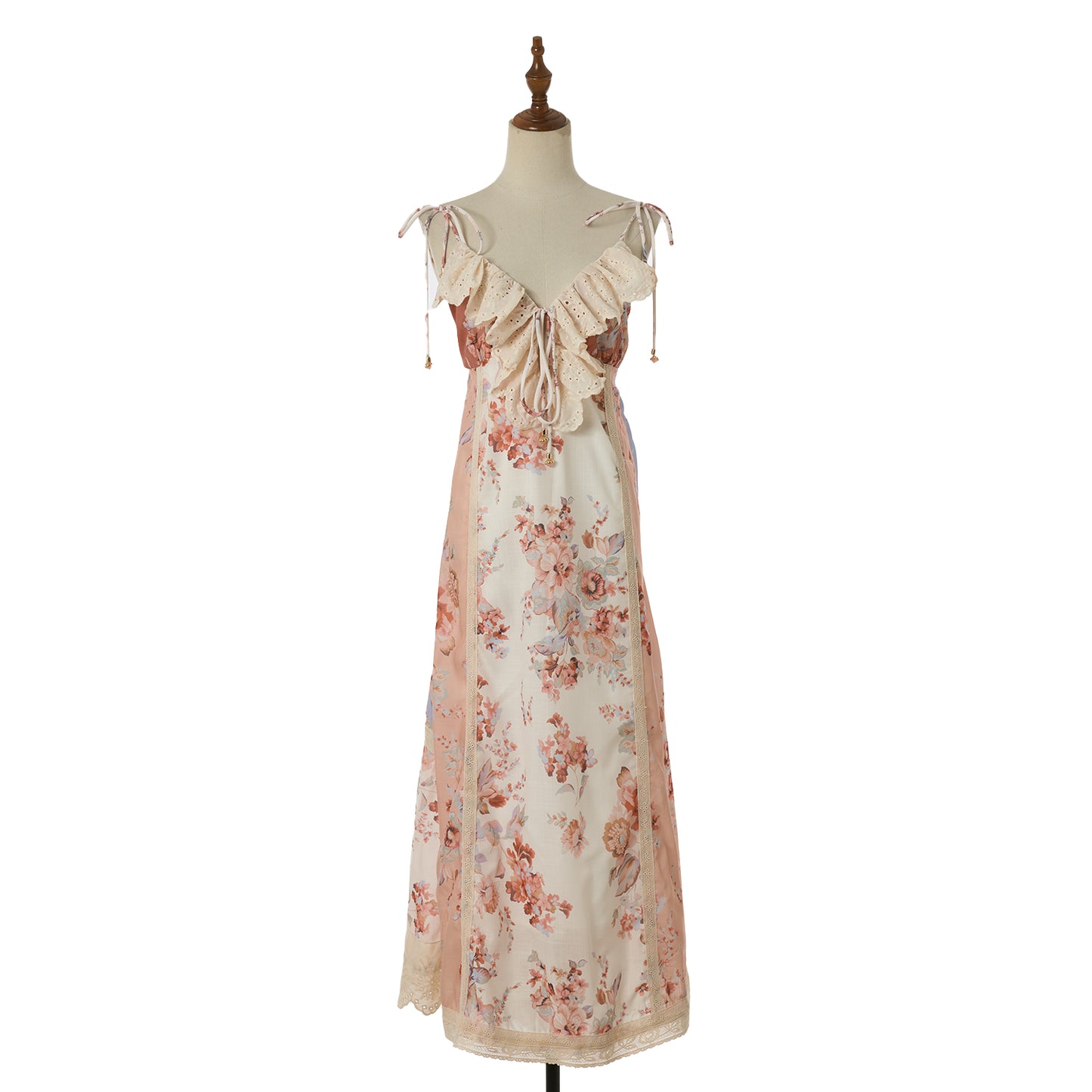 Women Vacation Print Lace Edged Halter Dress Daylight