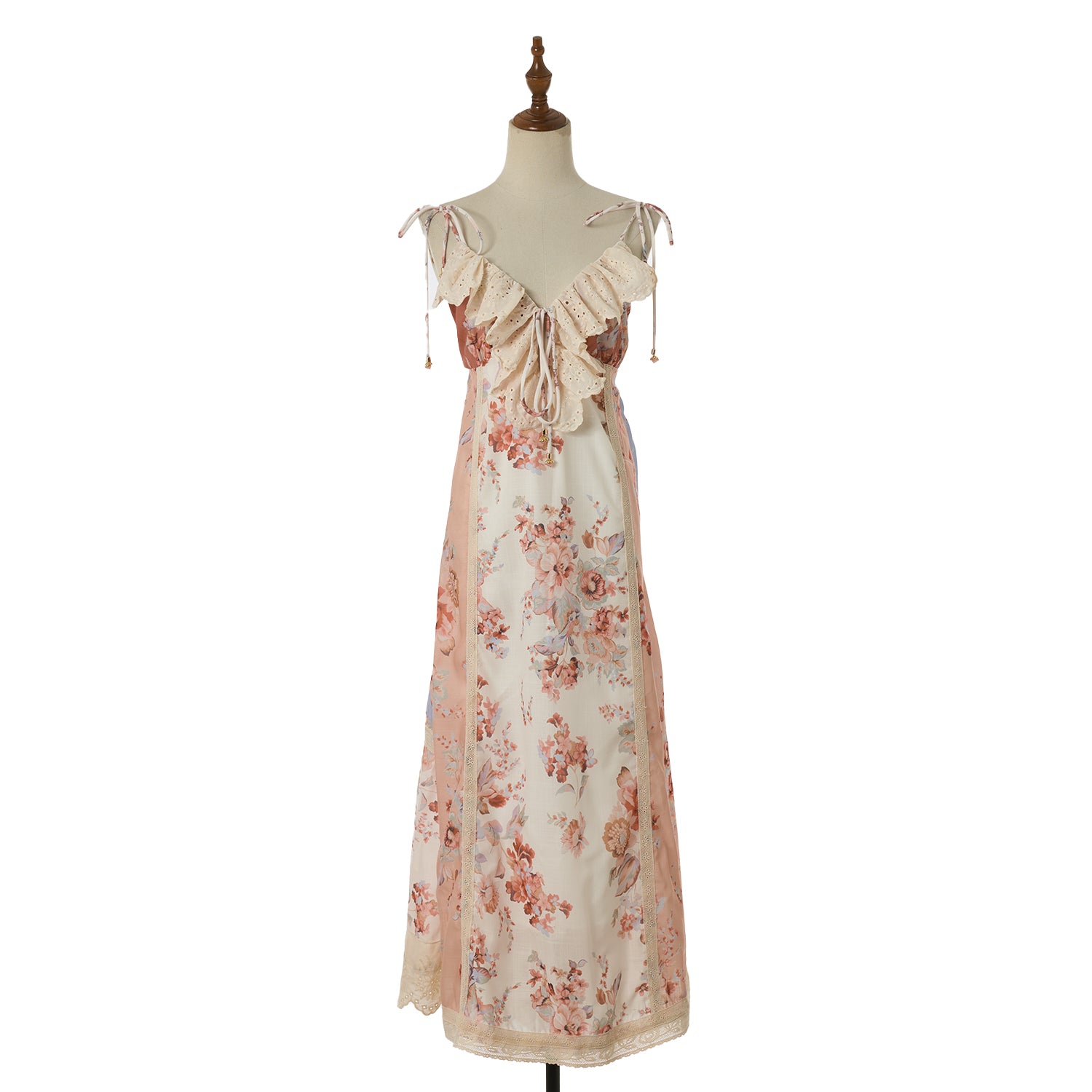 Women Vacation Print Lace Edged Halter Dress Daylight