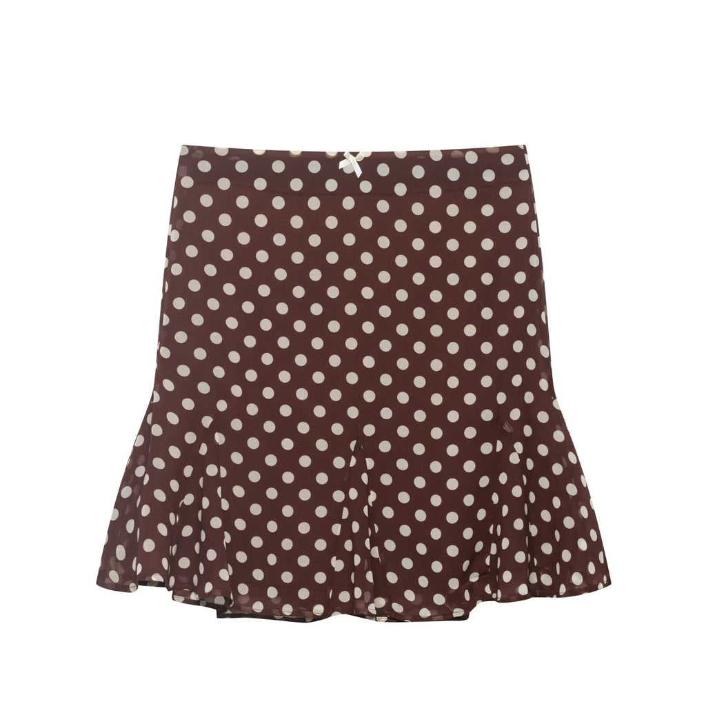 Women Clothing Summer Casual Lace Bow Polka Dot Skirt Women flightCourse
