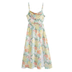 Women Clothing Printed Vacation Maxi Dress Sexy French Backless Strap Dress CHEN