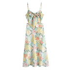 Women Clothing Printed Vacation Maxi Dress Sexy French Backless Strap Dress CHEN