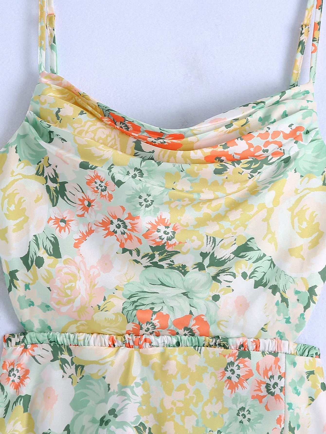 Women Clothing Printed Vacation Maxi Dress Sexy French Backless Strap Dress CHEN