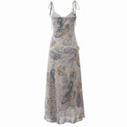 Super Nice Summer Gentle Retro Ruffled Floral Dress Seaside Vacation Strap Dress PullWind