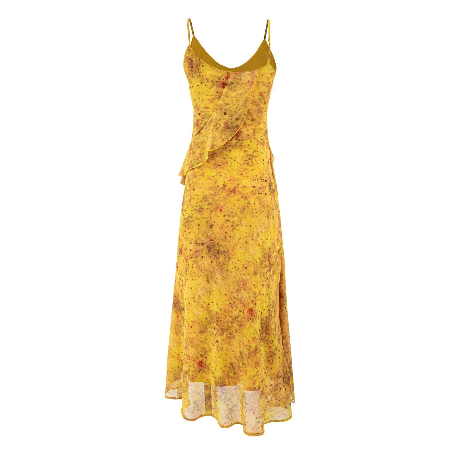 Women Summer Tea Break Yellow Floral Cami Dress Elegant Maxi Dress PullWind