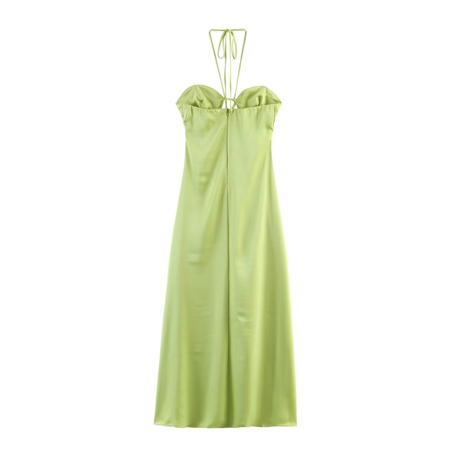 Women Clothing Fashionable Elegant Slim Silk Satin Texture Midi Dress Goyo