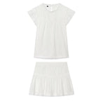 Women Clothing Sexy Romantic Vertical Lace Sleeveless Shirt Lace Skirt Two Piece Set Howe