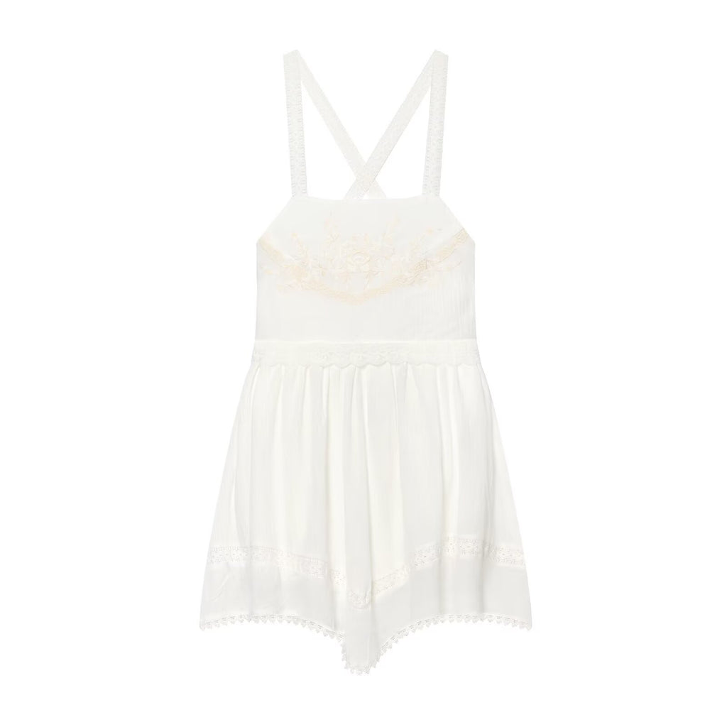 Women Clothing Summer Elegant Tulle Embroidered Mini Strap Dress Howe