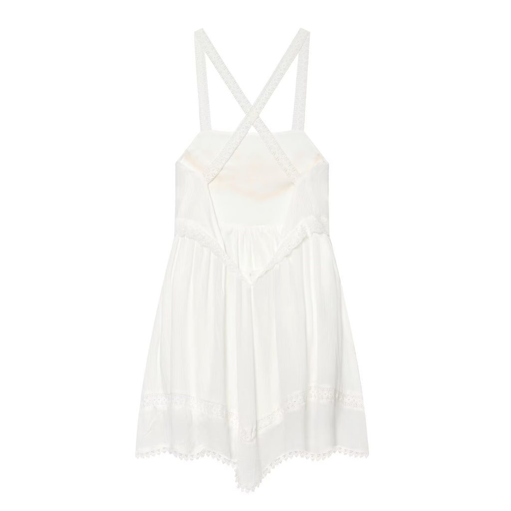 Women Clothing Summer Elegant Tulle Embroidered Mini Strap Dress Howe
