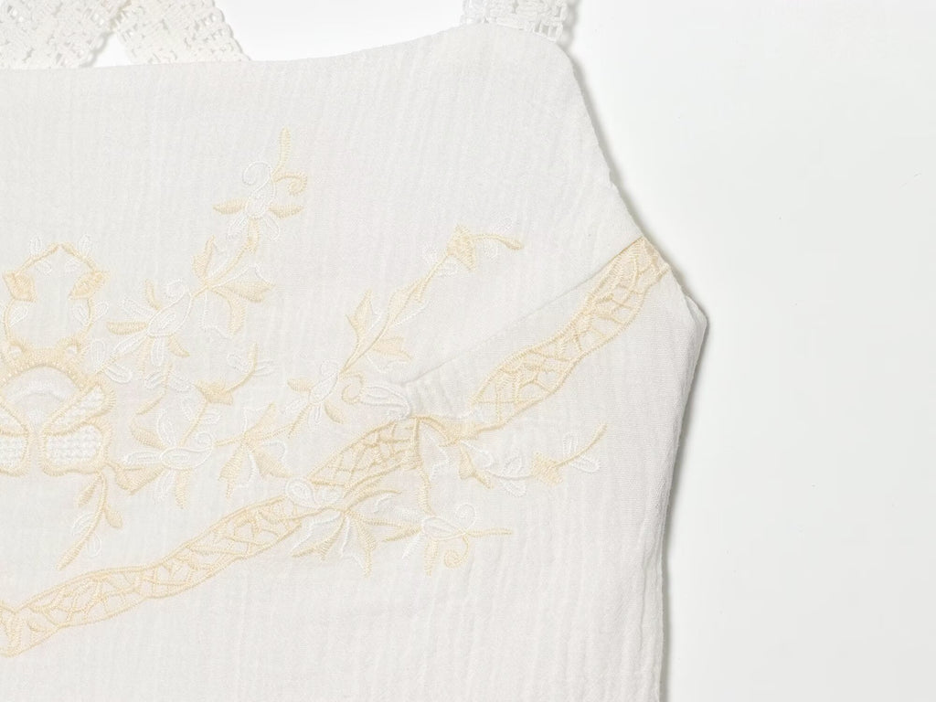 Women Clothing Summer Elegant Tulle Embroidered Mini Strap Dress Howe