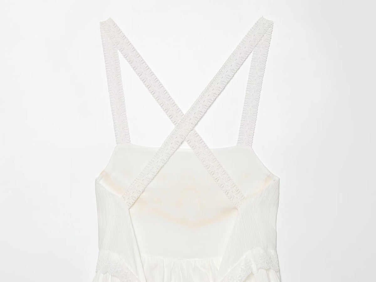 Women Clothing Summer Elegant Tulle Embroidered Mini Strap Dress Howe