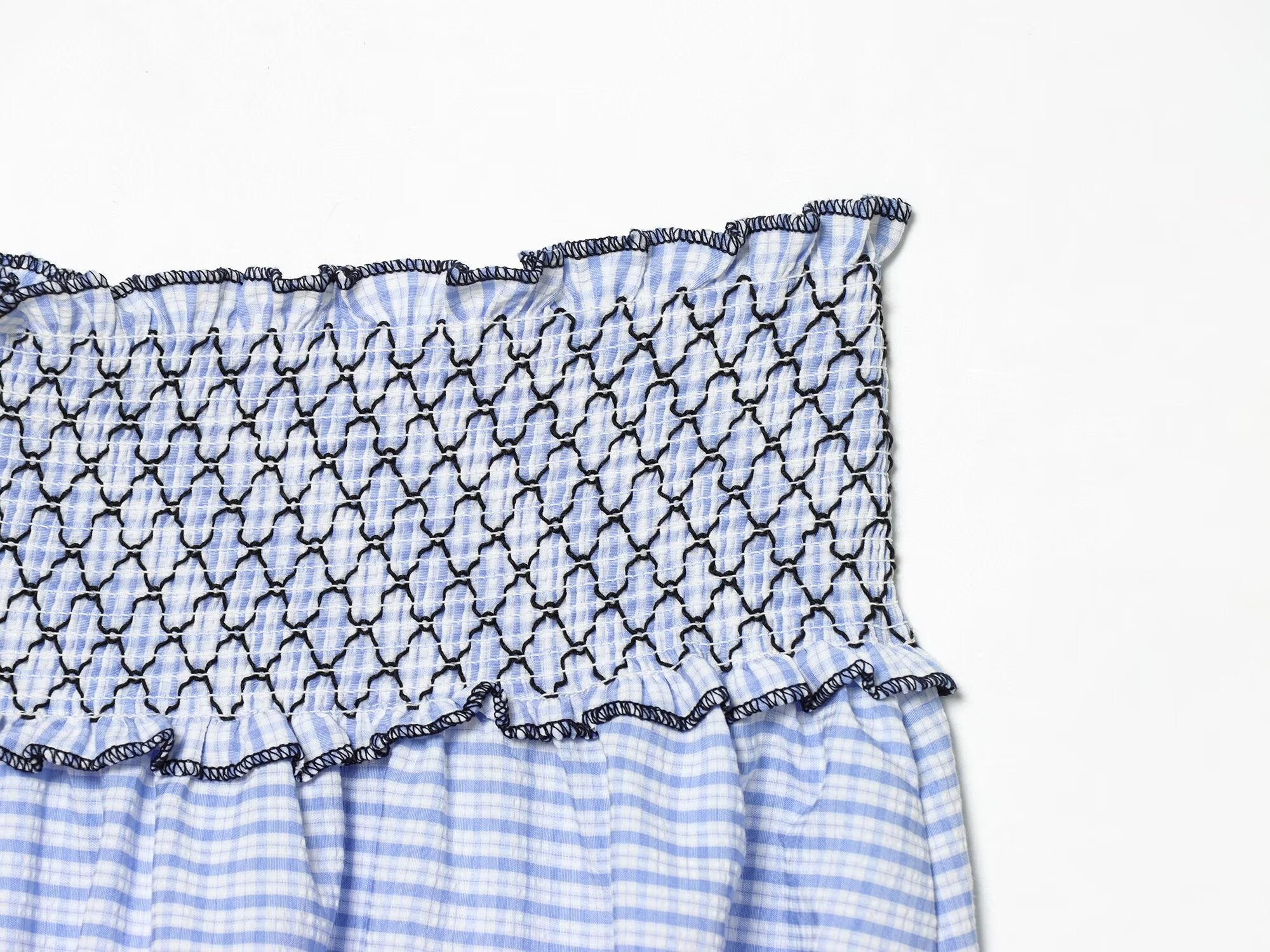 Women Clothing Summer Fashionable Lace Embroidered Plaid Midi Skirt Howe
